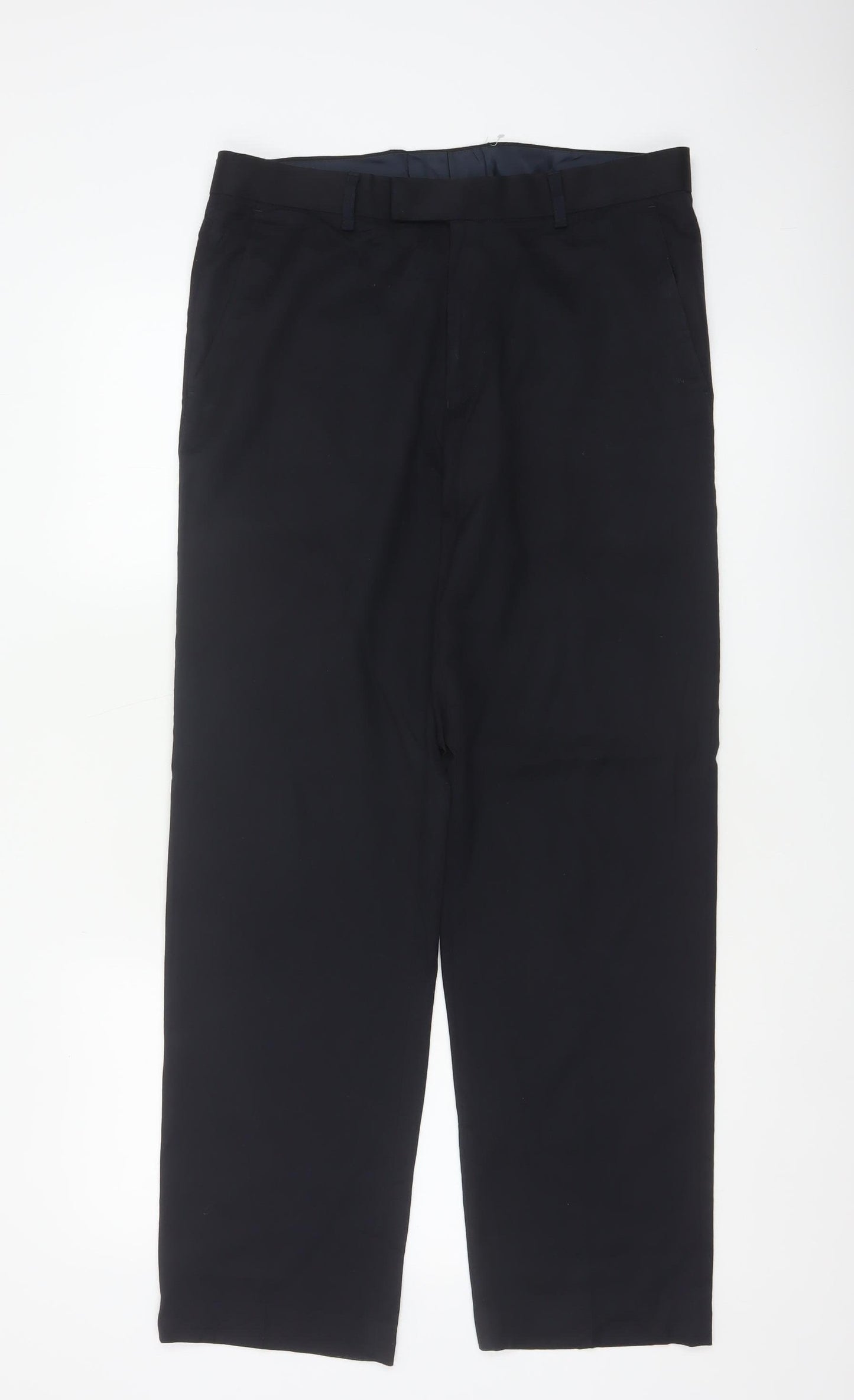 Marks and Spencer Men Navy 32 Regular Straight Dress Trousers