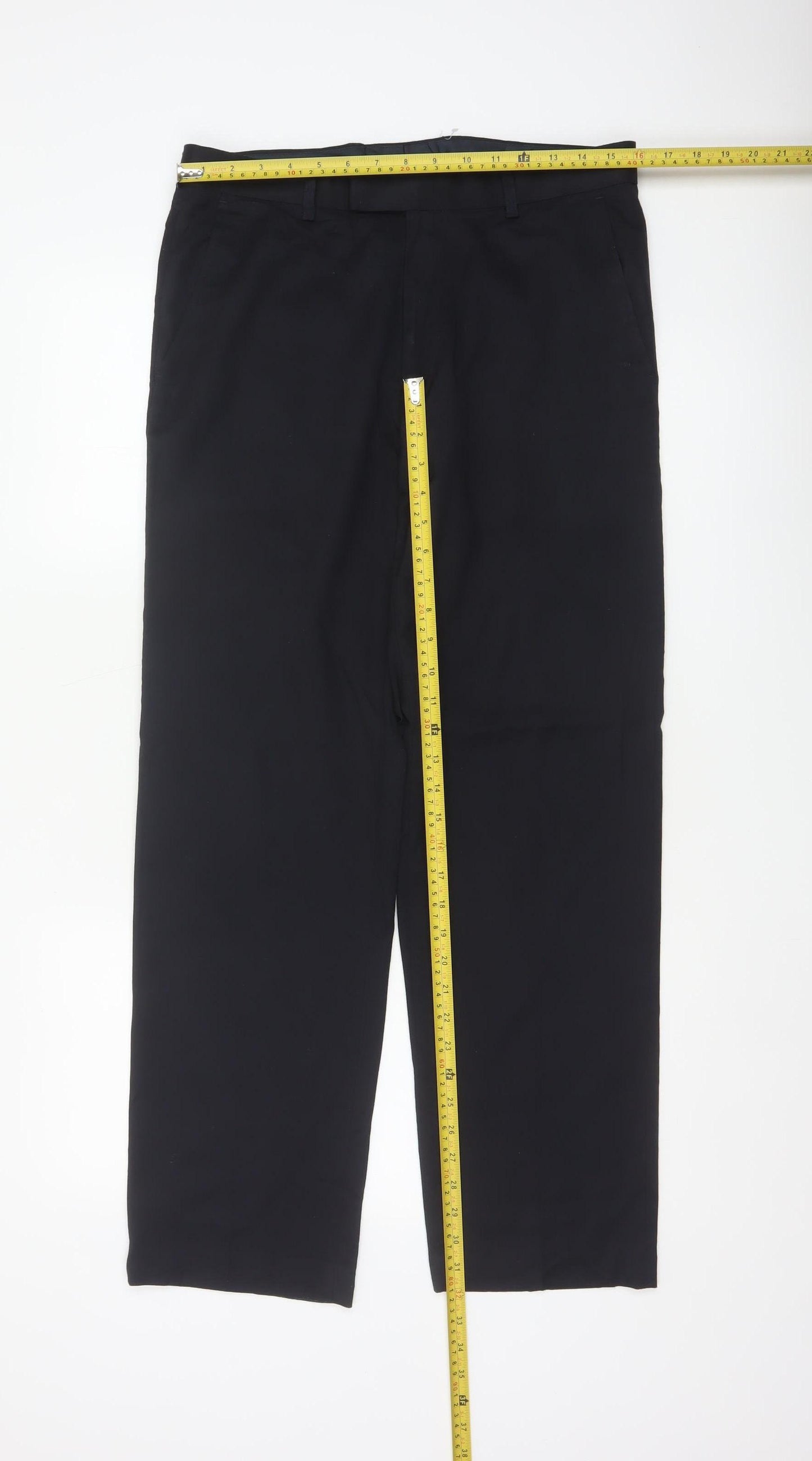 Marks and Spencer Men Navy 32 Regular Straight Dress Trousers