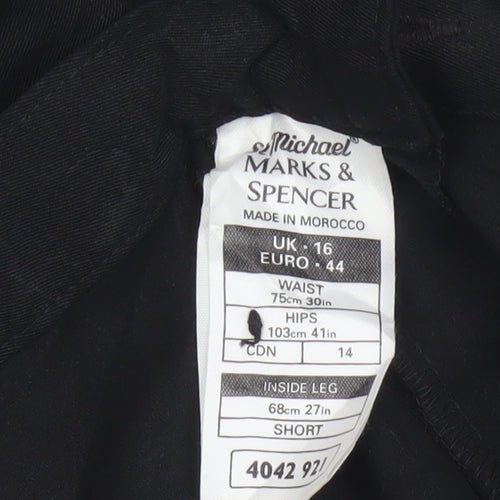 Marks and Spencer Women Black UK 16 Tapered Tailored Dress Trousers