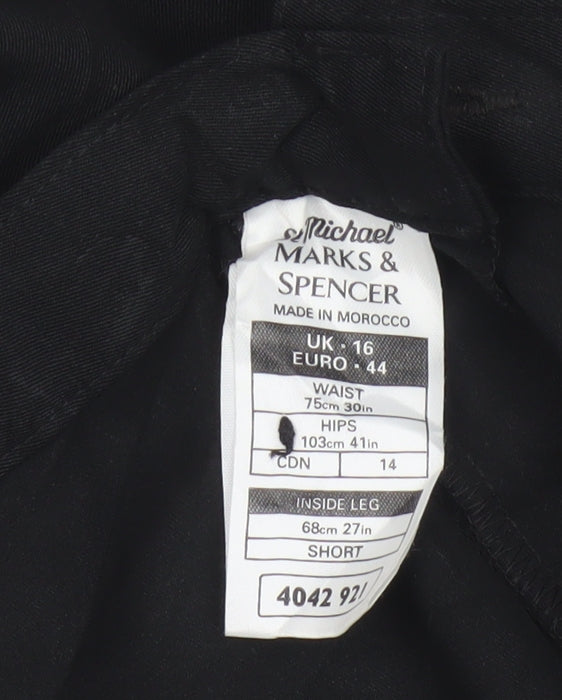 Marks and Spencer Women Black UK 16 Tapered Tailored Dress Trousers