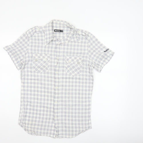 Bench Men’s White Check Short Sleeve Button-Up Shirt Size S Casual
