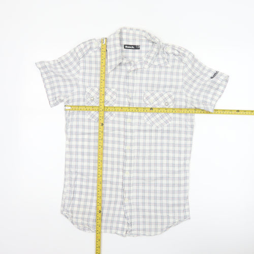 Bench Men’s White Check Short Sleeve Button-Up Shirt Size S Casual