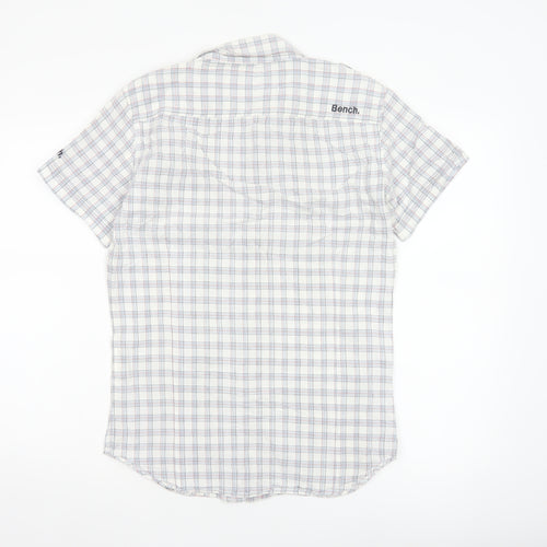 Bench Men’s White Check Short Sleeve Button-Up Shirt Size S Casual