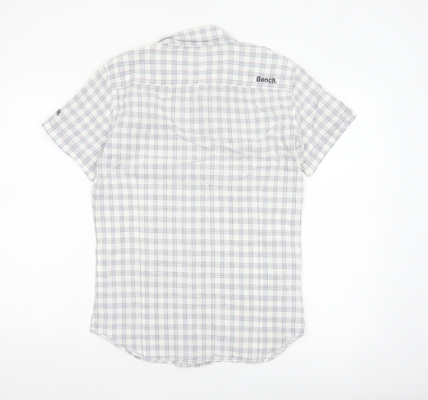Bench Men’s White Check Short Sleeve Button-Up Shirt Size S Casual