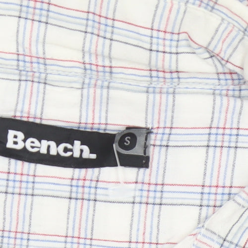 Bench Men’s White Check Short Sleeve Button-Up Shirt Size S Casual