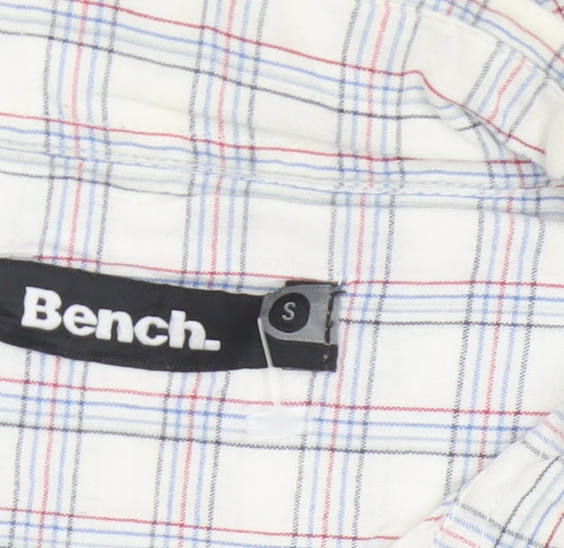 Bench Men’s White Check Short Sleeve Button-Up Shirt Size S Casual