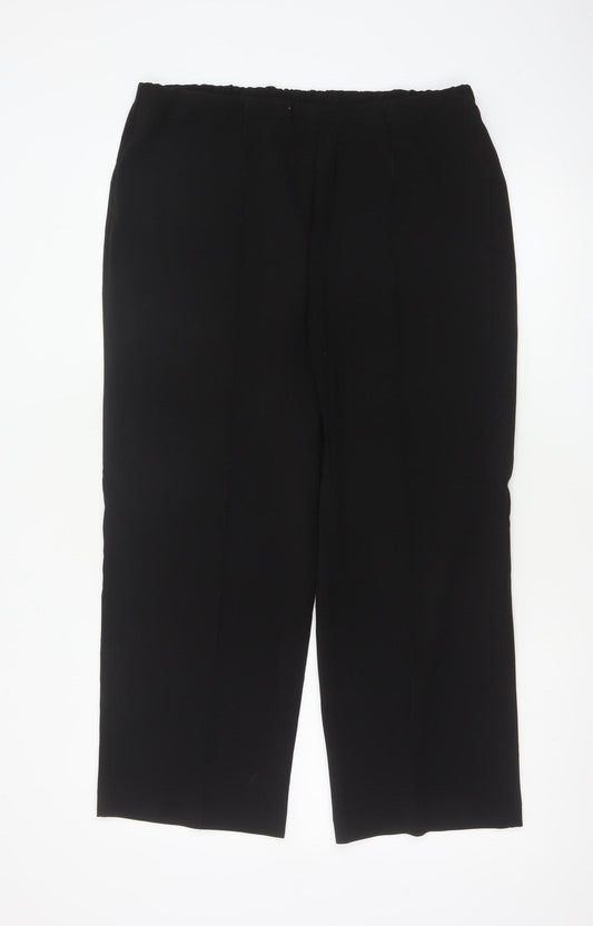Isle Women’s Black Size 14 Straight Leg Elastic Waist Trousers