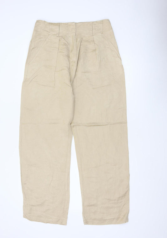 Marks & Spencer Women's Beige UK 12 Linen Blend Straight Trousers