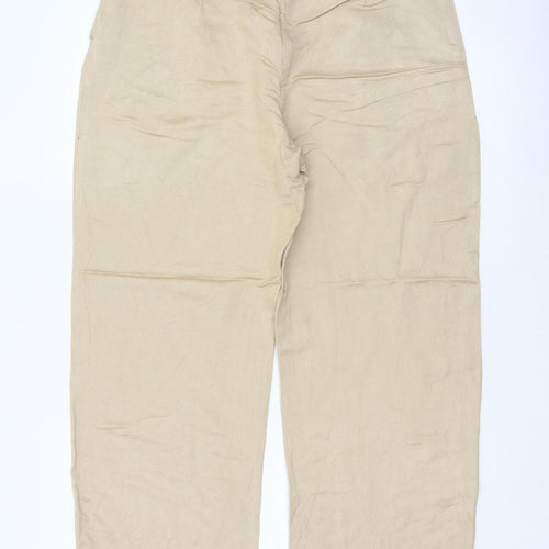 Marks & Spencer Women's Beige UK 12 Linen Blend Straight Trousers