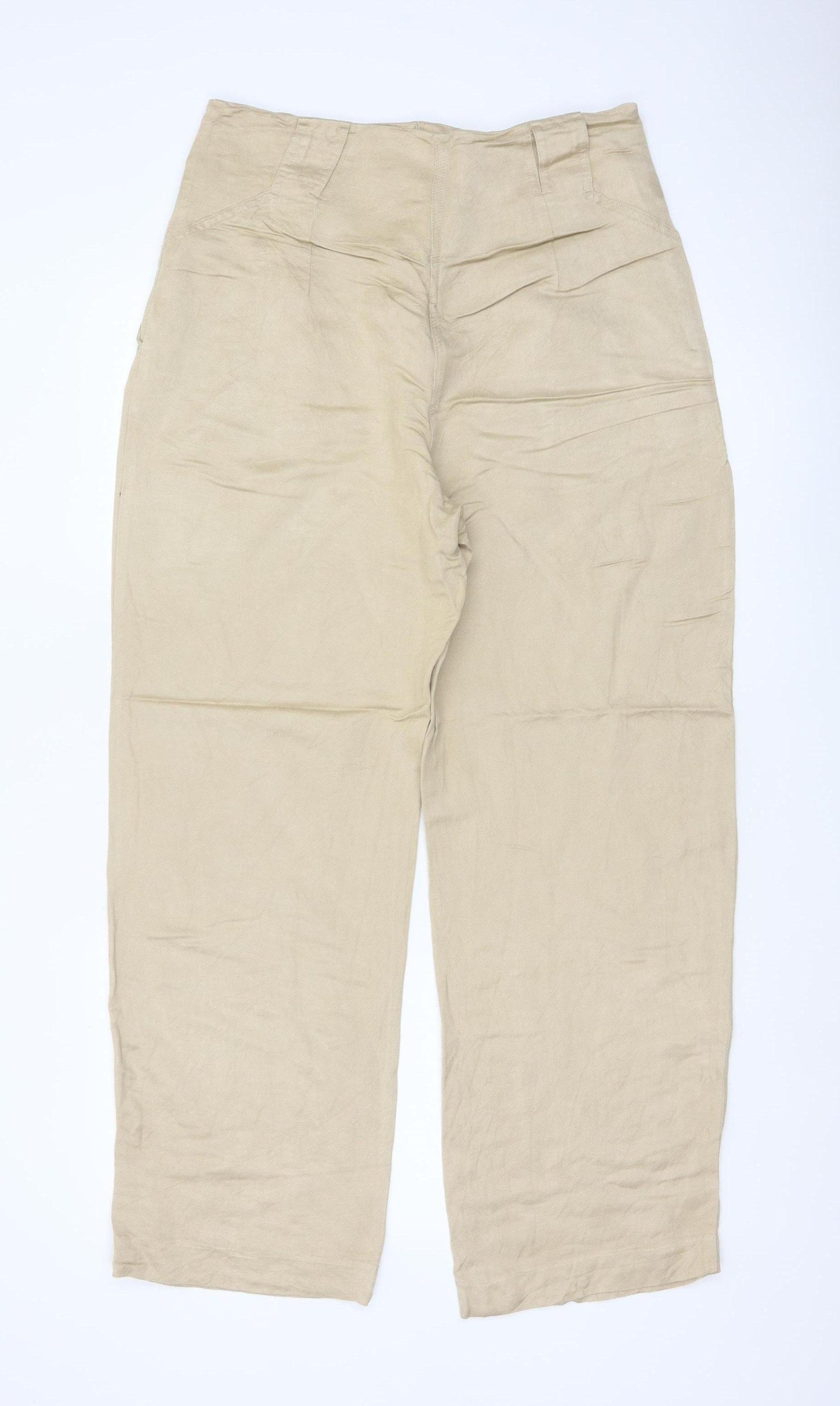 Marks & Spencer Women's Beige UK 12 Linen Blend Straight Trousers