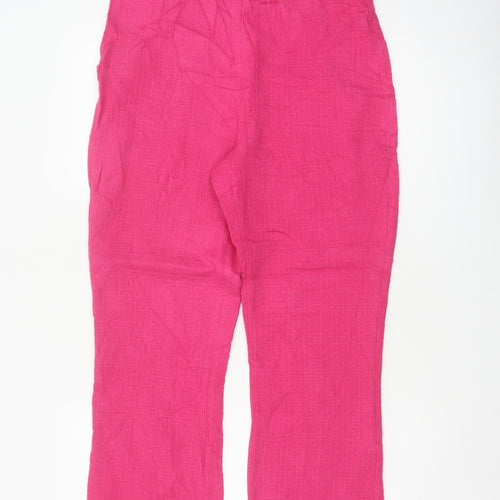 Zara Women's Pink L Drawstring Straight Leg Cotton Blend Trousers