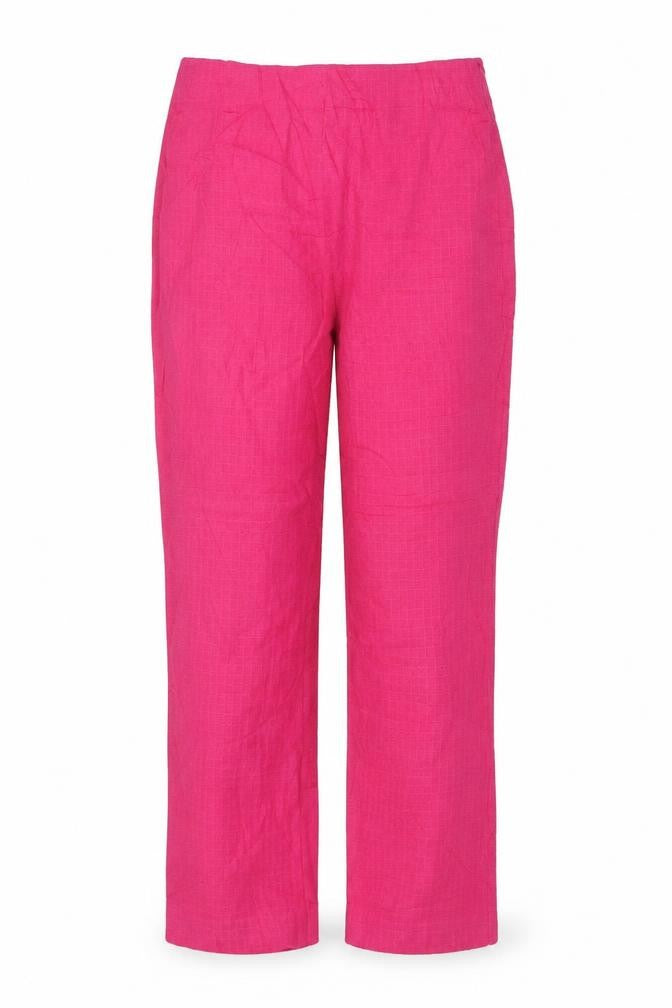 Zara Women's Pink L Drawstring Straight Leg Cotton Blend Trousers