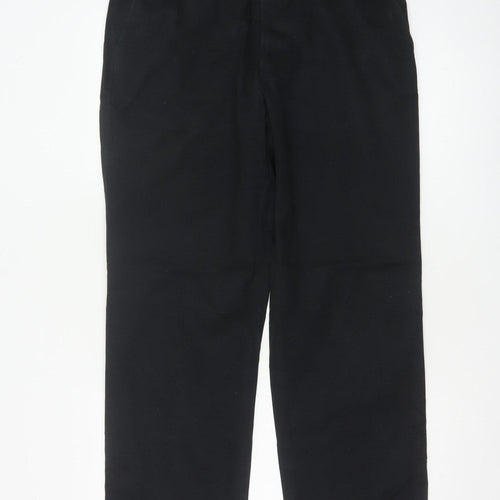 Marks and Spencer Men's Black 34 Regular Straight Cotton Trousers 34W 31L