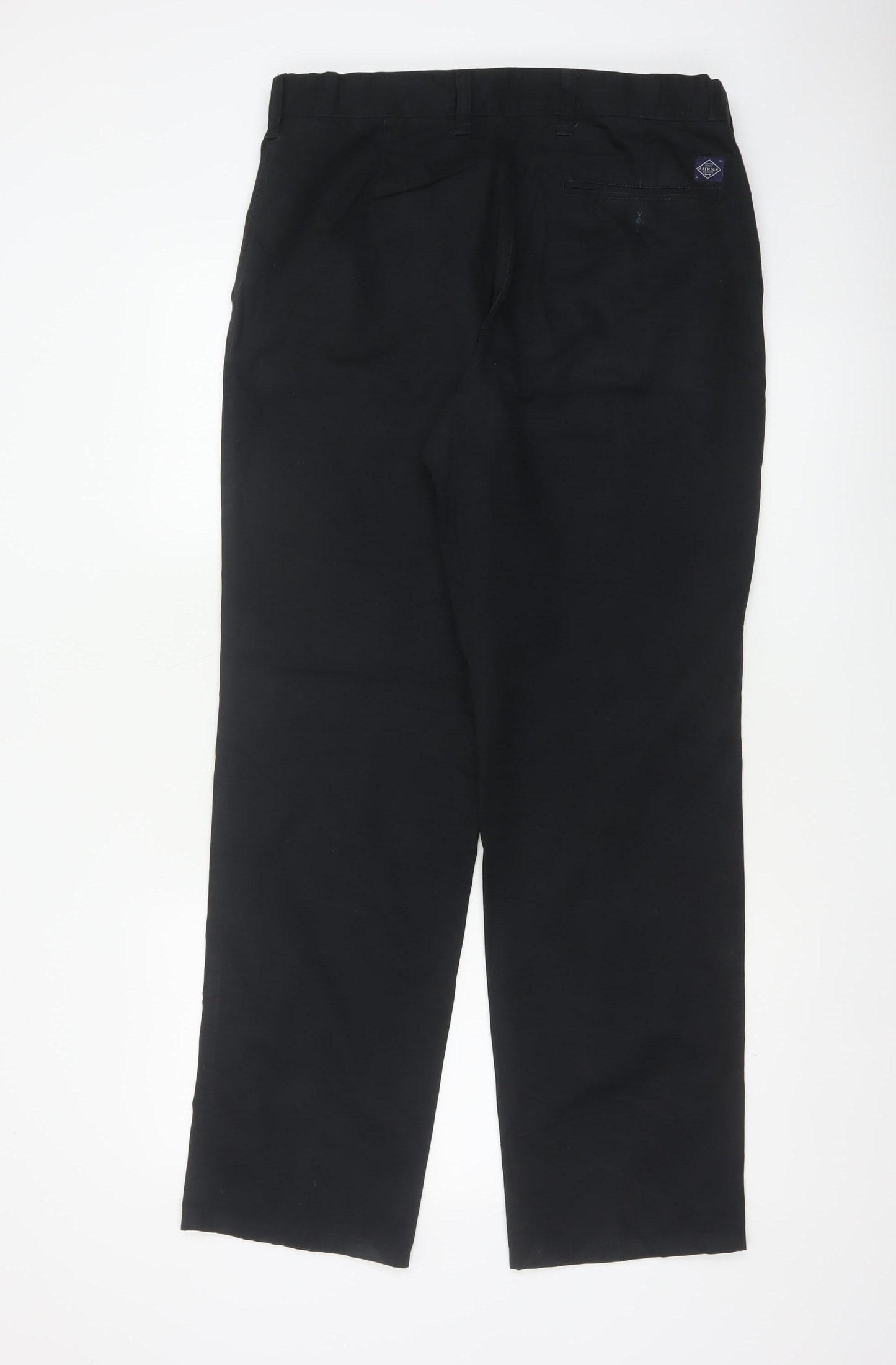Marks and Spencer Men's Black 34 Regular Straight Cotton Trousers 34W 31L