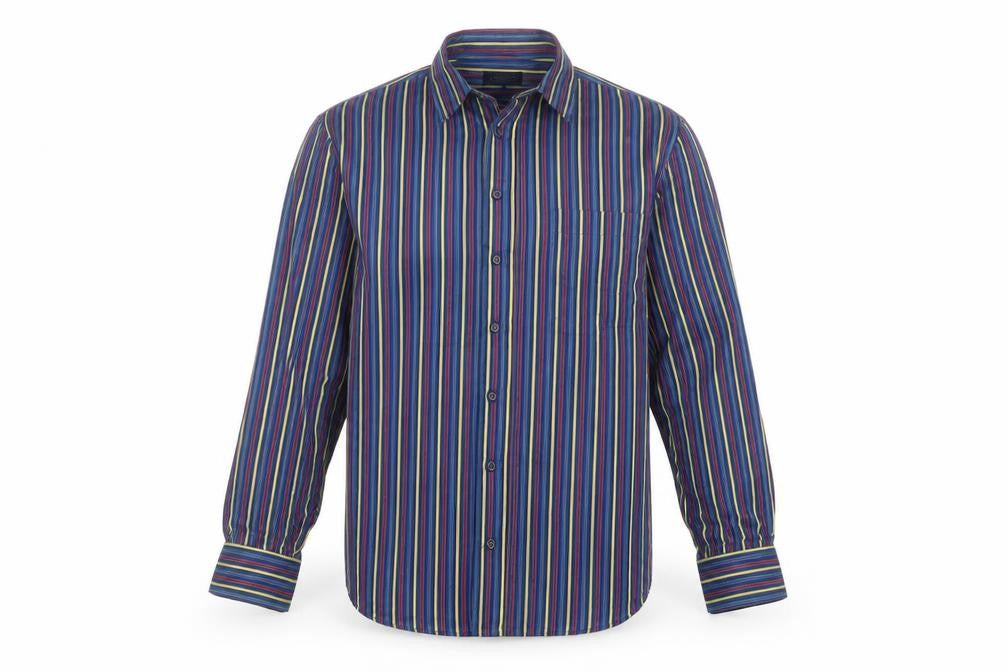 Front view of Rocola Samyta Men’s Multicoloured Striped 15.5 Long Sleeve Shirt