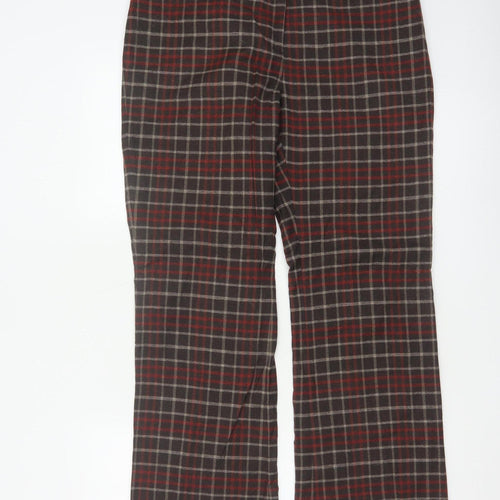 Boden Women’s Brown Plaid Wool Bootcut Dress Trousers UK 14