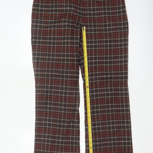 Boden Women’s Brown Plaid Wool Bootcut Dress Trousers UK 14