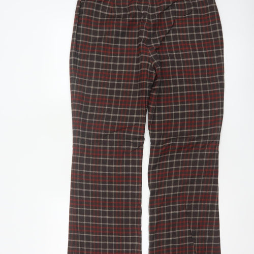 Boden Women’s Brown Plaid Wool Bootcut Dress Trousers UK 14