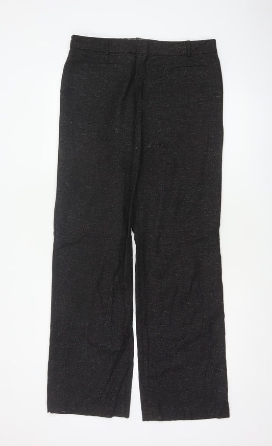 Marks & Spencer Women Black UK 12 Long Wool Blend Tailored Trousers