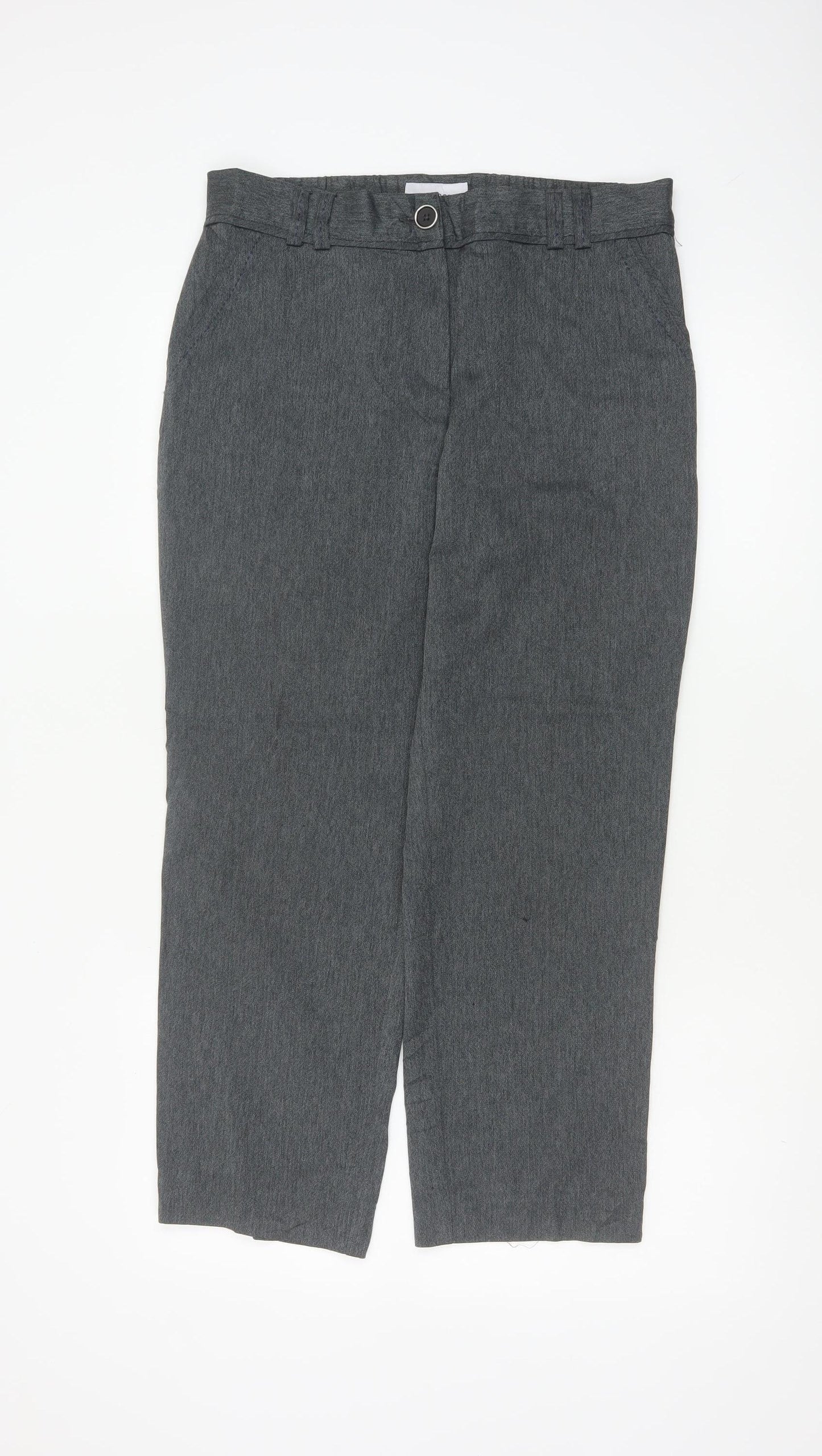Marks and Spencer Women Grey UK 12 Short Tapered High Waist Trousers