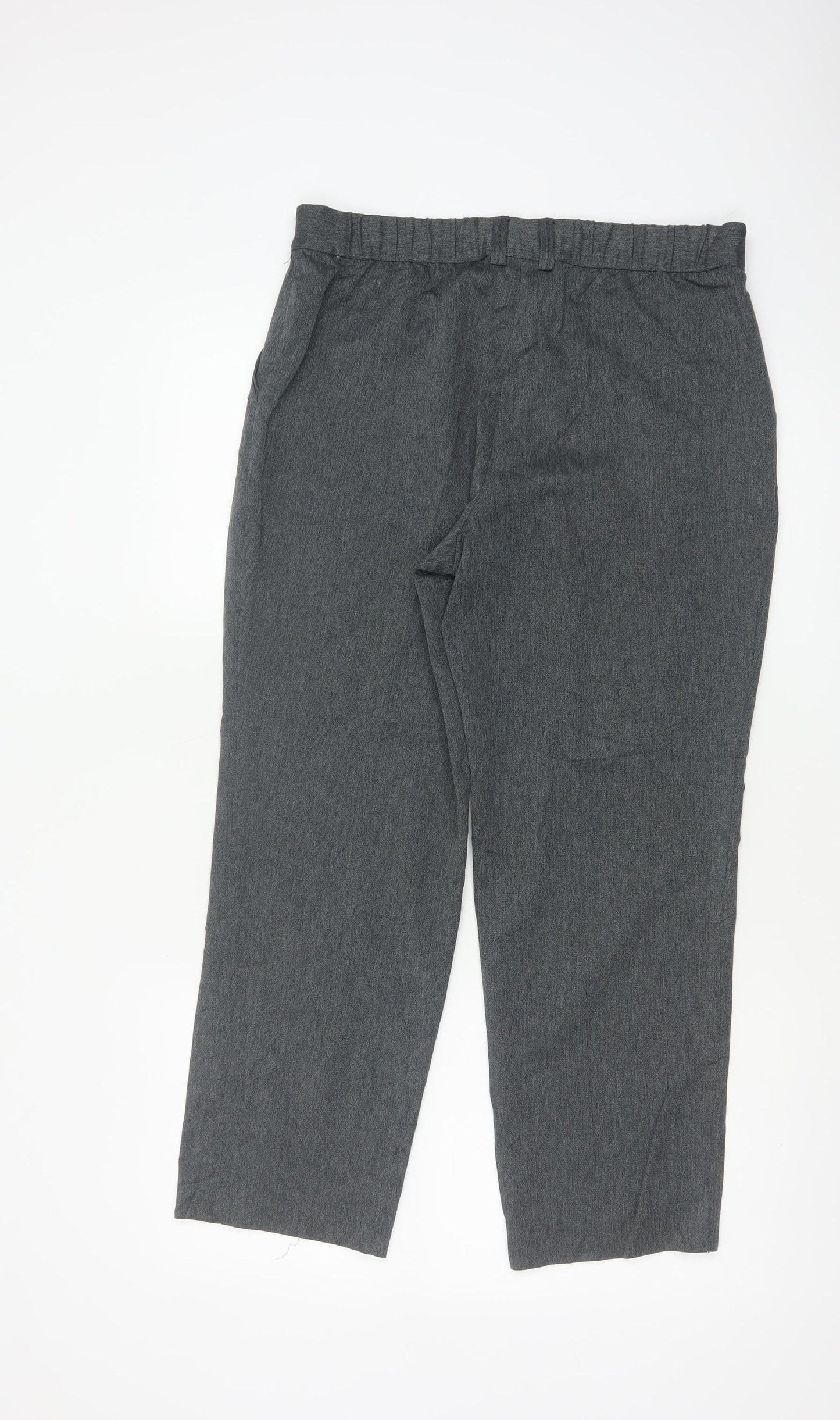 Marks and Spencer Women Grey UK 12 Short Tapered High Waist Trousers