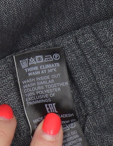 Marks and Spencer Women Grey UK 12 Short Tapered High Waist Trousers
