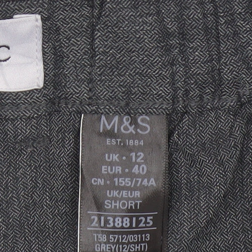 Marks and Spencer Women Grey UK 12 Short Tapered High Waist Trousers