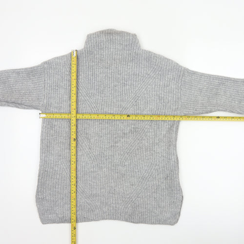 John Rocha Women Grey Size 14 Roll Neck Chunky Knit Jumper