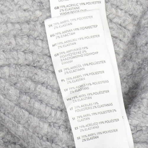 John Rocha Women Grey Size 14 Roll Neck Chunky Knit Jumper