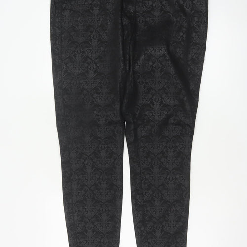 Next Women’s Black Floral Jacquard Skinny Trousers Size 18 Stretch