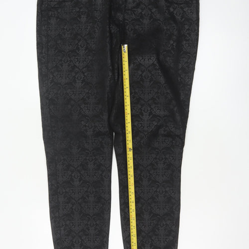 Next Women’s Black Floral Jacquard Skinny Trousers Size 18 Stretch