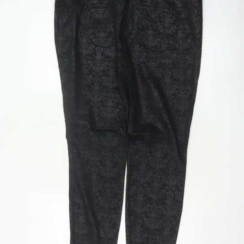 Next Women’s Black Floral Jacquard Skinny Trousers Size 18 Stretch