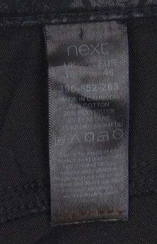 Next Women’s Black Floral Jacquard Skinny Trousers Size 18 Stretch