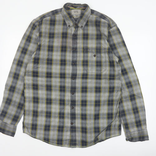 Camel Active Men's Multicoloured M Regular Fit Plaid Button-Down Shirt