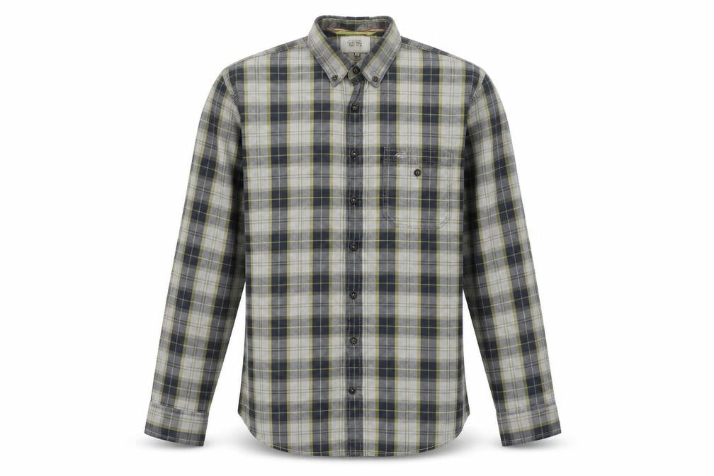 Front view of Camel Active Men's Multicoloured M Regular Fit Plaid Button-Down Shirt