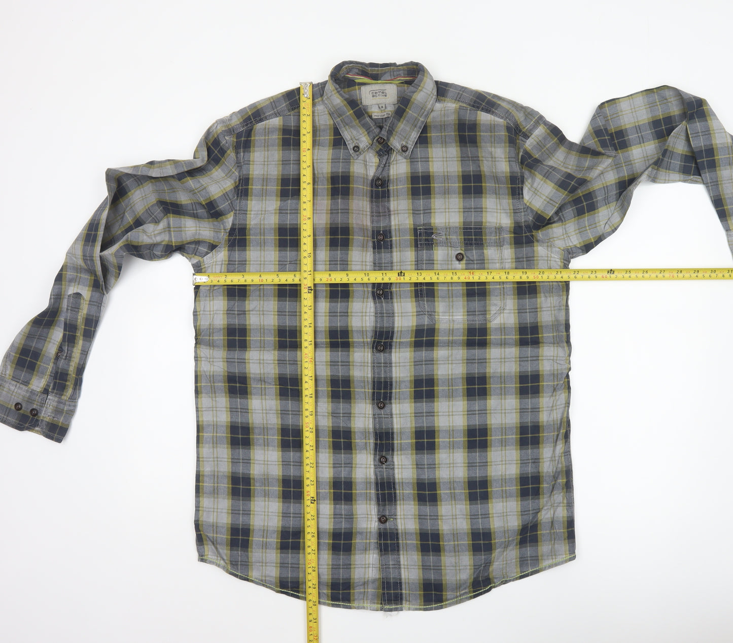 Camel Active Men's Multicoloured M Regular Fit Plaid Button-Down Shirt