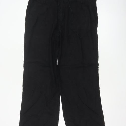 Next Women’s Black UK 14 Linen Blend Straight Trousers Pockets