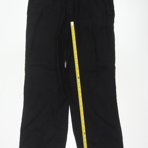 Next Women’s Black UK 14 Linen Blend Straight Trousers Pockets
