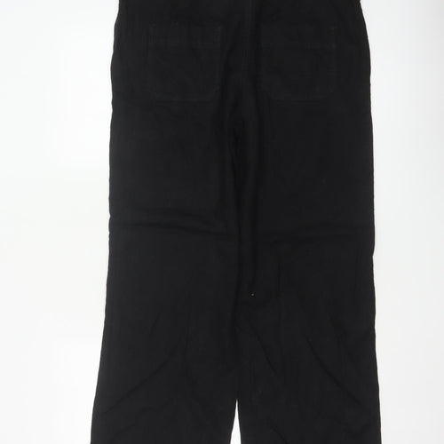 Next Women’s Black UK 14 Linen Blend Straight Trousers Pockets