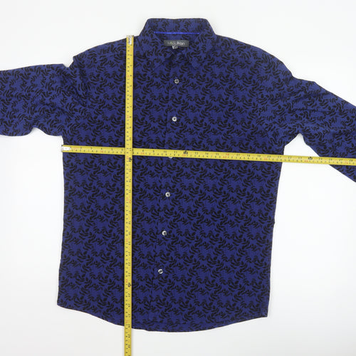 Marks and Spencer Men Blue Floral Button-Up Long Sleeve Shirt Size S