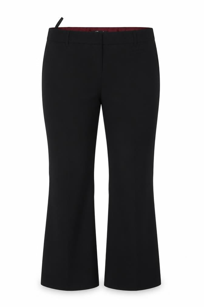 Front view of Peacocks Women's Black, size 14, Flared Smart Dress Trousers