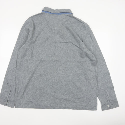 Lands' End Men's Grey XL Long Sleeve Cotton Blend Polo Traditional Fit