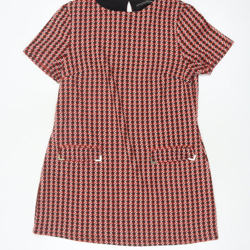 Dorothy Perkins Women Red Houndstooth UK 10 Shift Dress
