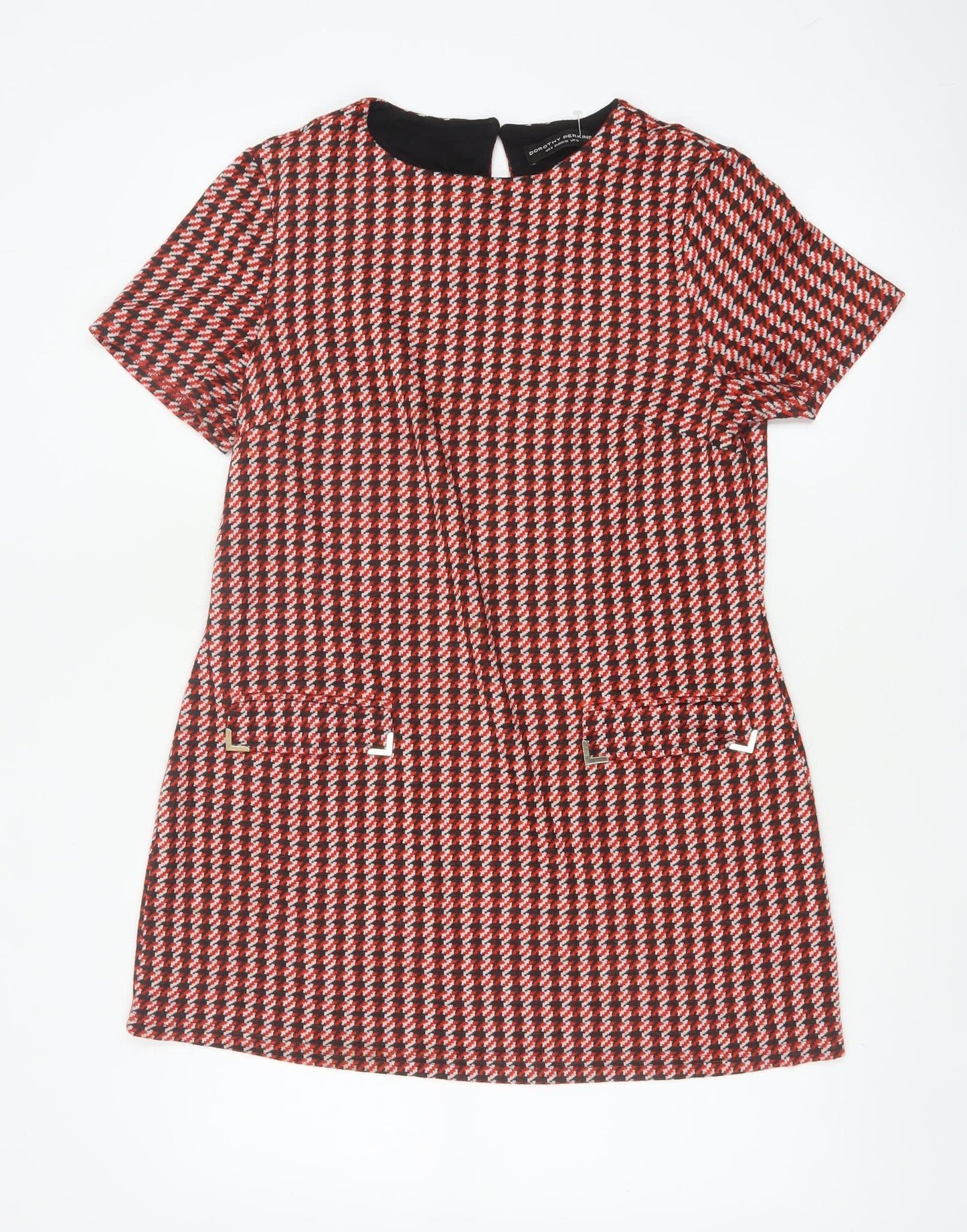 Dorothy Perkins Women Red Houndstooth UK 10 Shift Dress