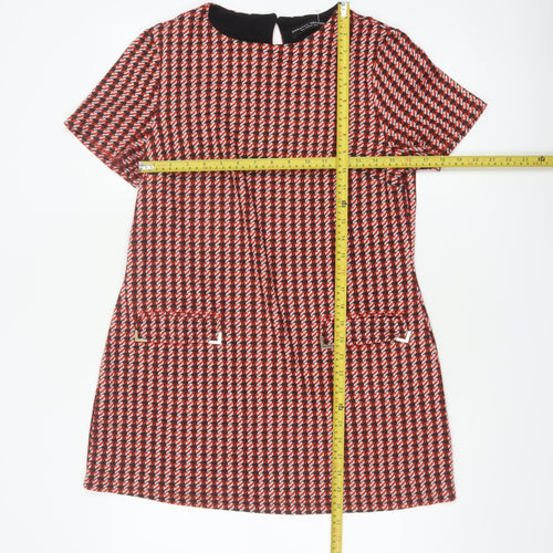 Dorothy Perkins Women Red Houndstooth UK 10 Shift Dress