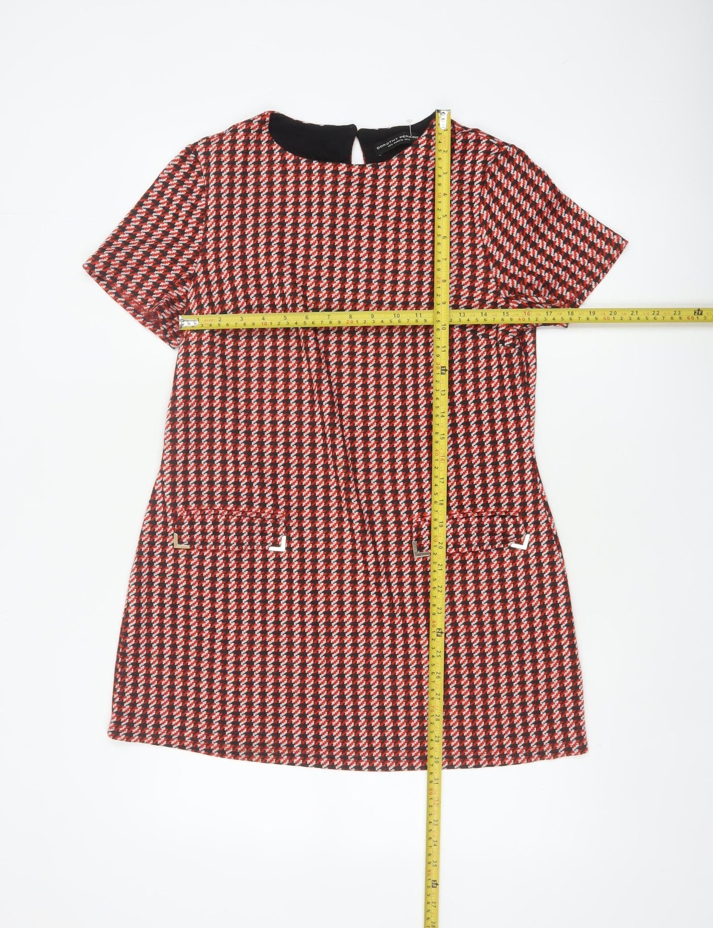 Dorothy Perkins Women Red Houndstooth UK 10 Shift Dress