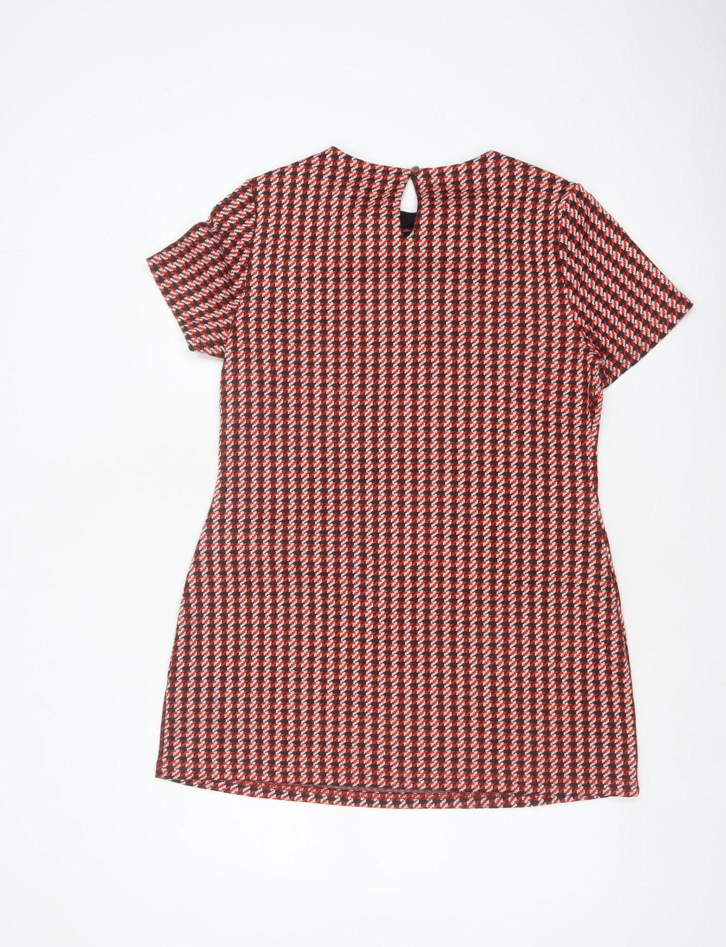 Dorothy Perkins Women Red Houndstooth UK 10 Shift Dress