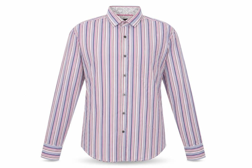 Front view of Marks & Spencer Autograph Men’s XL Multicolour Striped Cotton Shirt