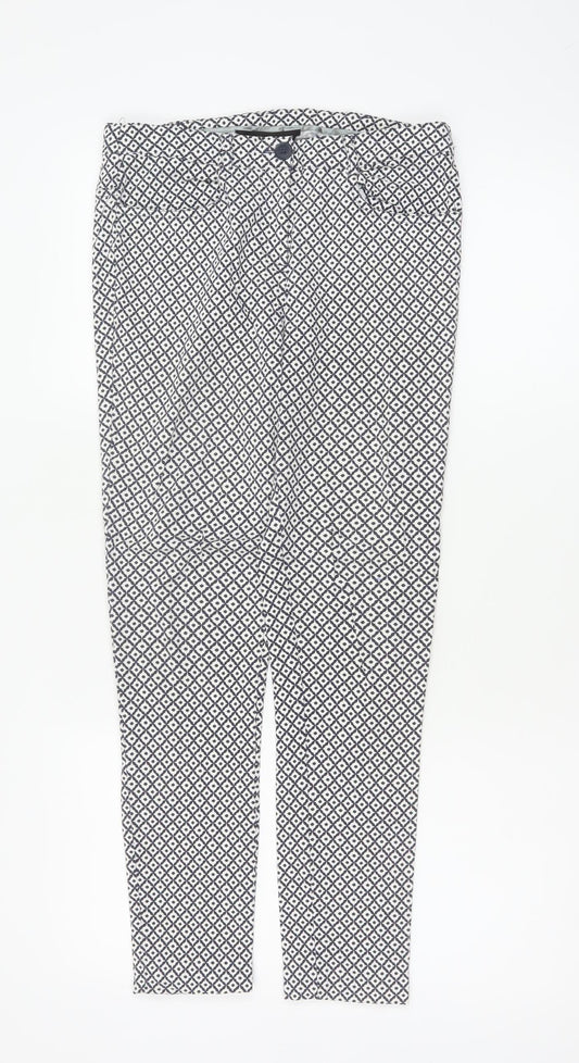 Dorothy Perkins Women Blue Geometric UK 8 Skinny Stretch Trousers
