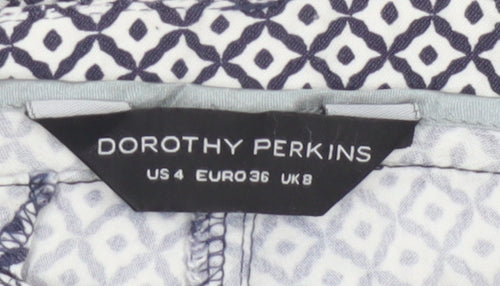 Dorothy Perkins Women Blue Geometric UK 8 Skinny Stretch Trousers